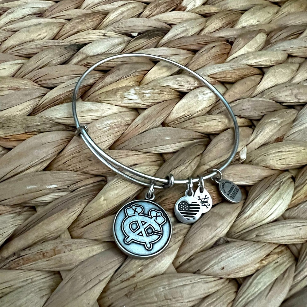 Alex and Ani Chicago Blackhawks Aged Silver Charm Bracelet